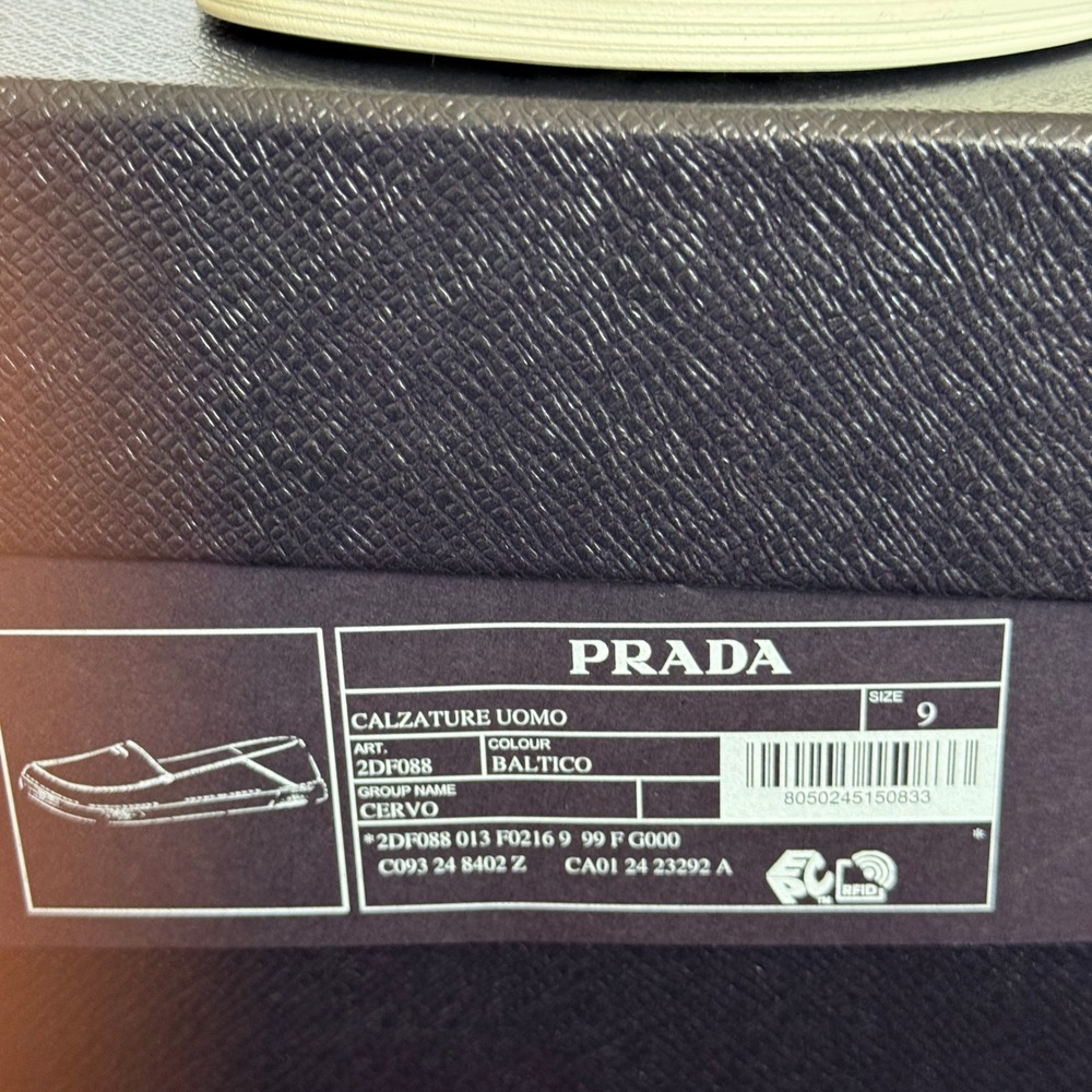 Prada Mens 2DF088 Baltico Blue Cervo Deerskin Leather Loafers UK 9 - Picture 16 of 16